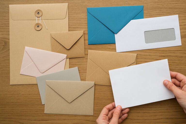 différentes enveloppes sur une table