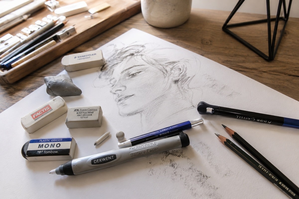 différentes gommes pour le dessin